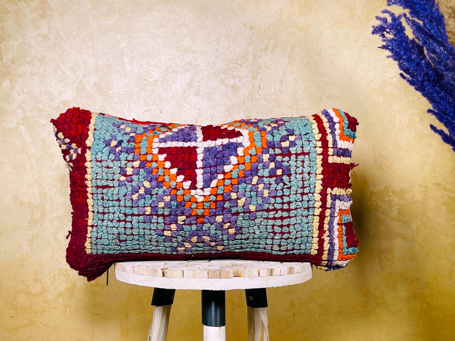 Vintage Moroccan pillow, kilim pillow, Vintage Moroccan cushion, Unstuffed Boho pillow, Sofa Home Decor, Moroccan Style pillow 12x23 in