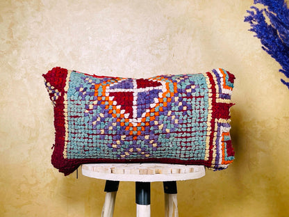 Vintage Moroccan pillow, kilim pillow, Vintage Moroccan cushion, Unstuffed Boho pillow, Sofa Home Decor, Moroccan Style pillow 12x23 in